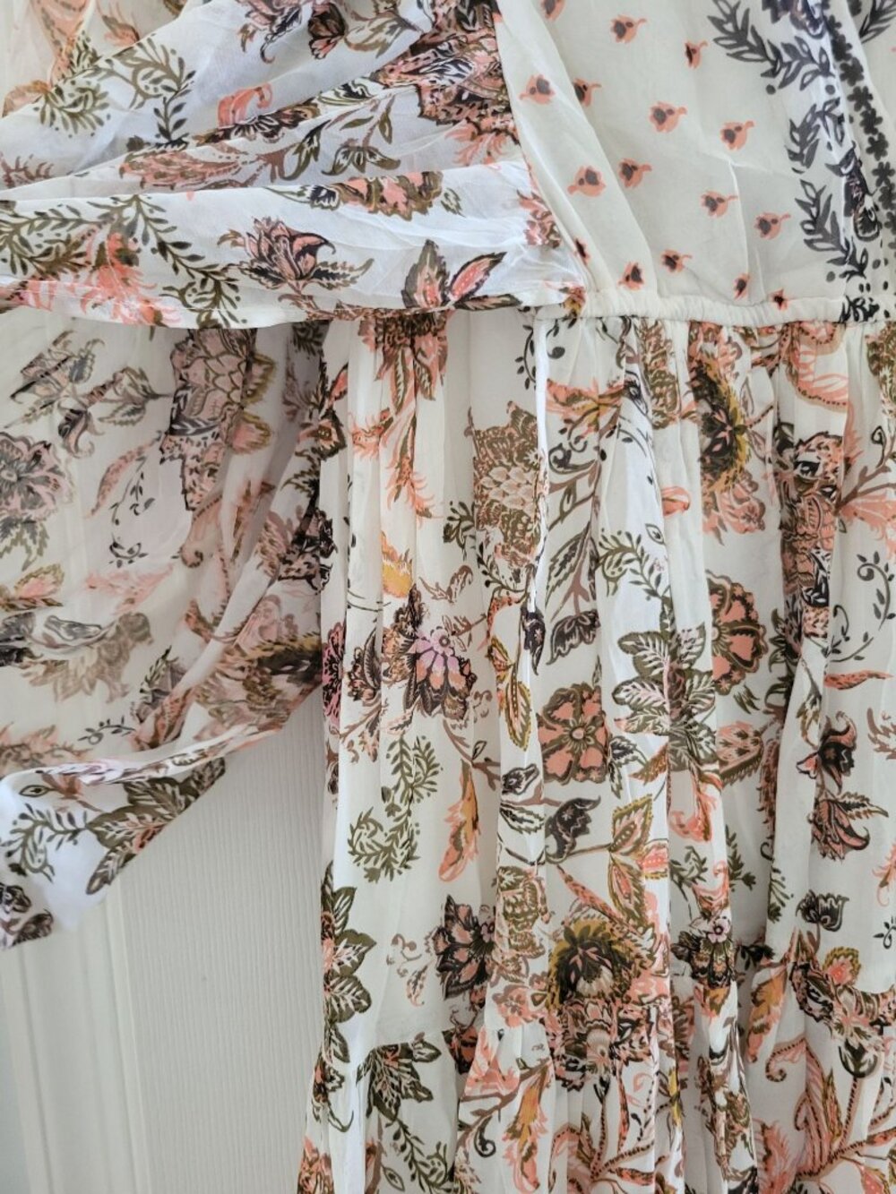 Anthropologie Paisley Floral Maxi Dress Plus size 1X Beige boho Cottagecore - Picture 5 of 8
